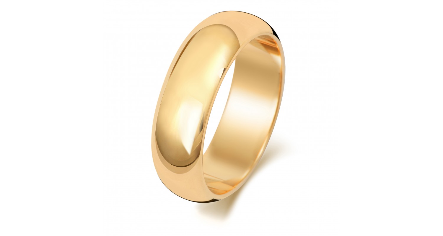 9ct Yellow Gold D Shape 6mm Heavyweight Band